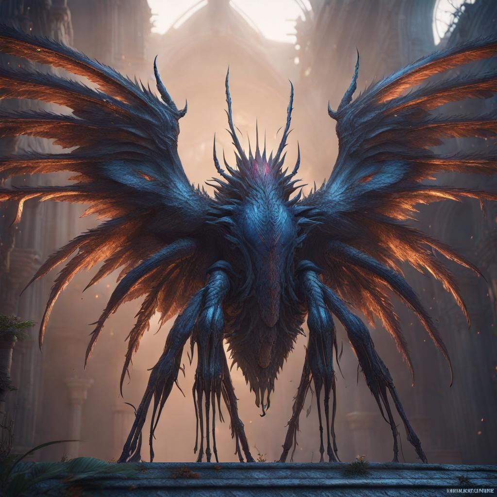 Fantastical Creature with Intricate Details in a Matte Paint...