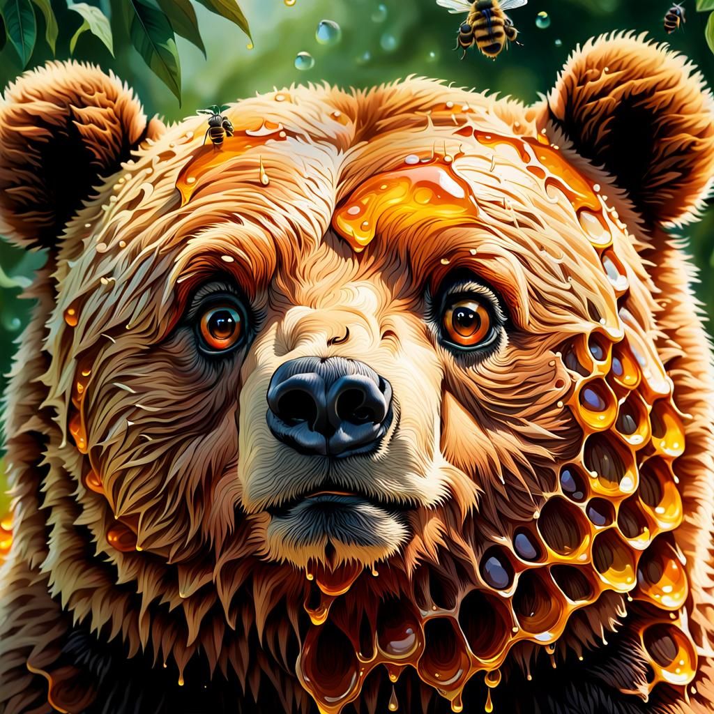 A little  too greedy! whole head in the  bees' nest !