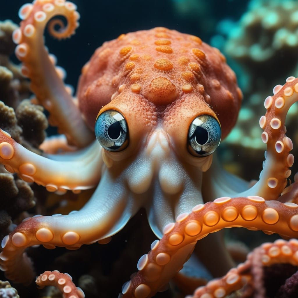 Octopus Amidst Kaleidoscopic Coral Reef