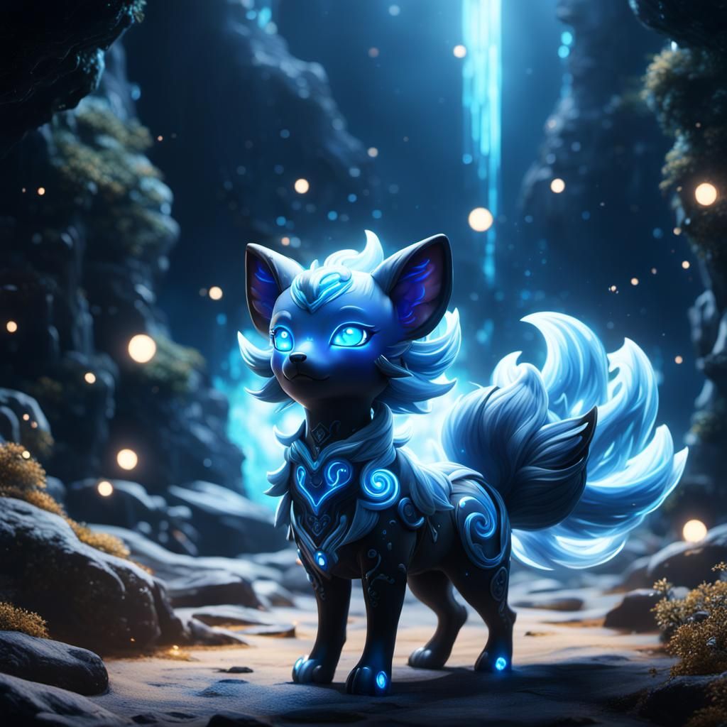 Bioluminescent Porcelain Vulpix: Angelic Star Ocean Design