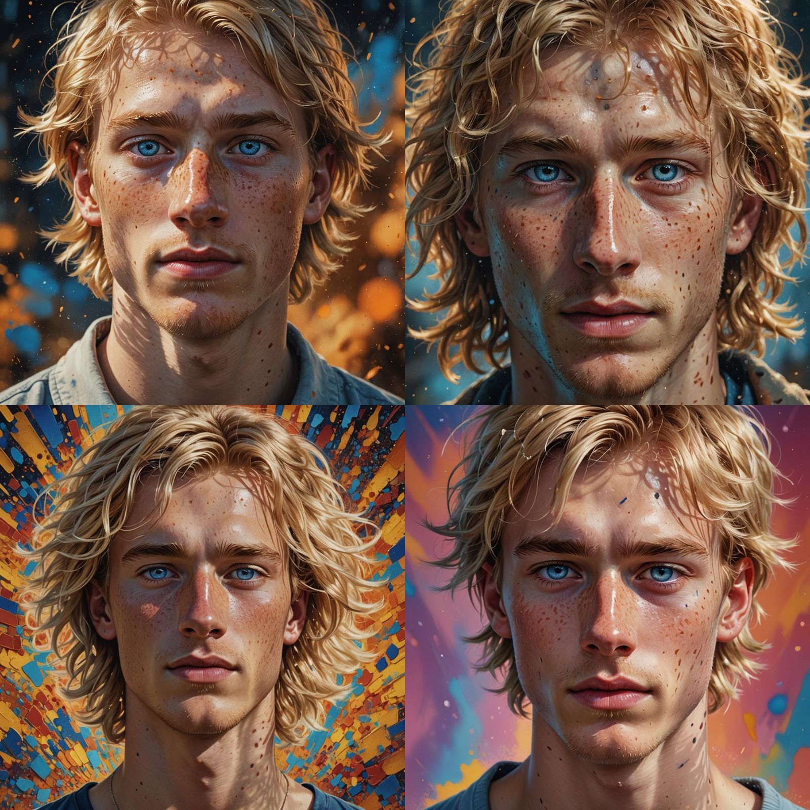 Hyperrealistic Portrait of a Freckled Blond Man