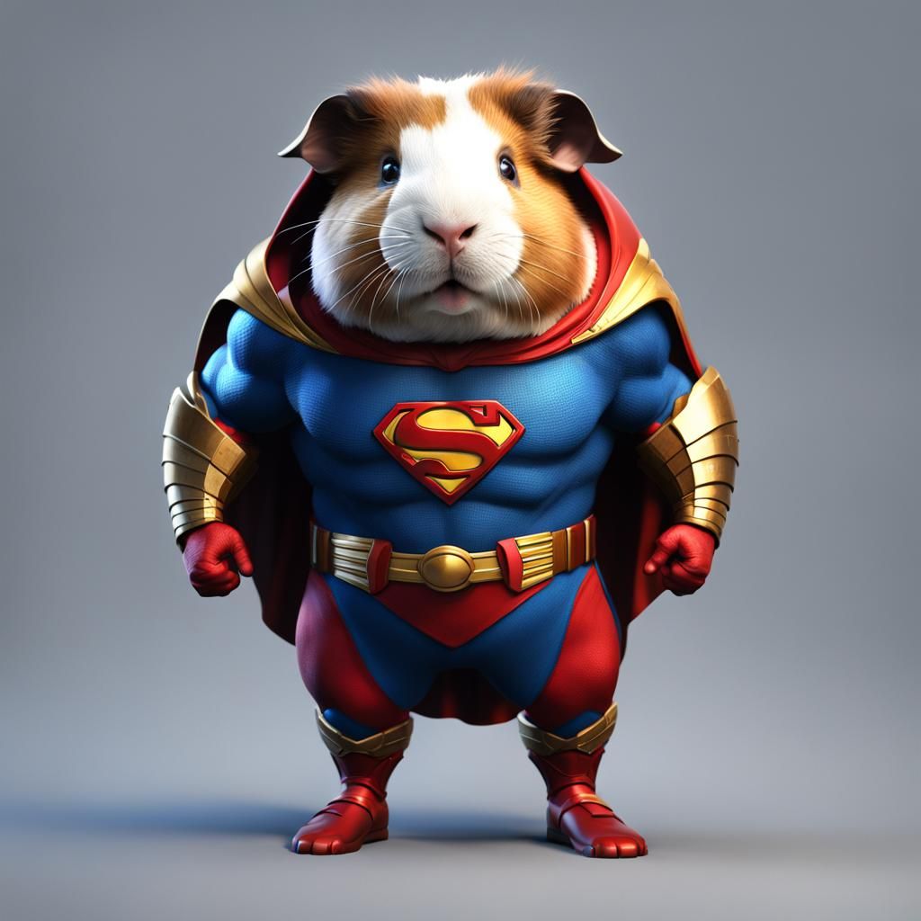 Guinea Pig Superman: Detailed Matte Painting