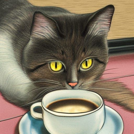 Hyper-detailed 8k resolution, art by Tsuguharu Foujita, cafe...