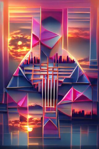 Synthwave Sunset with Geometric Precision