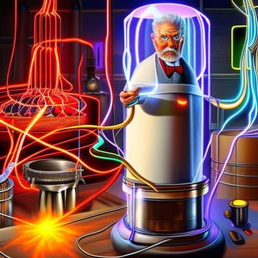 Mad Scientist in Laboratory, Hyperrealistic Concept Art