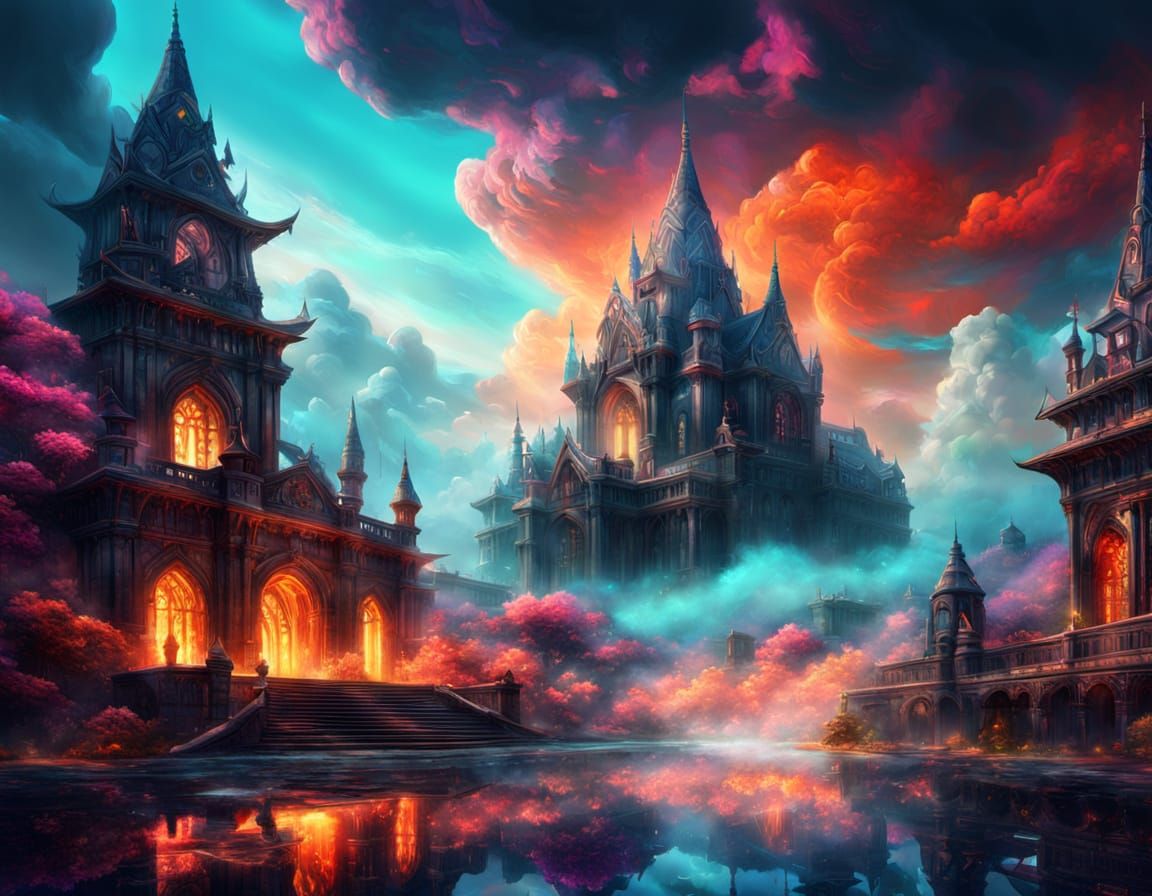 Surreal Landscape with Glowing Mist in Digital Painting