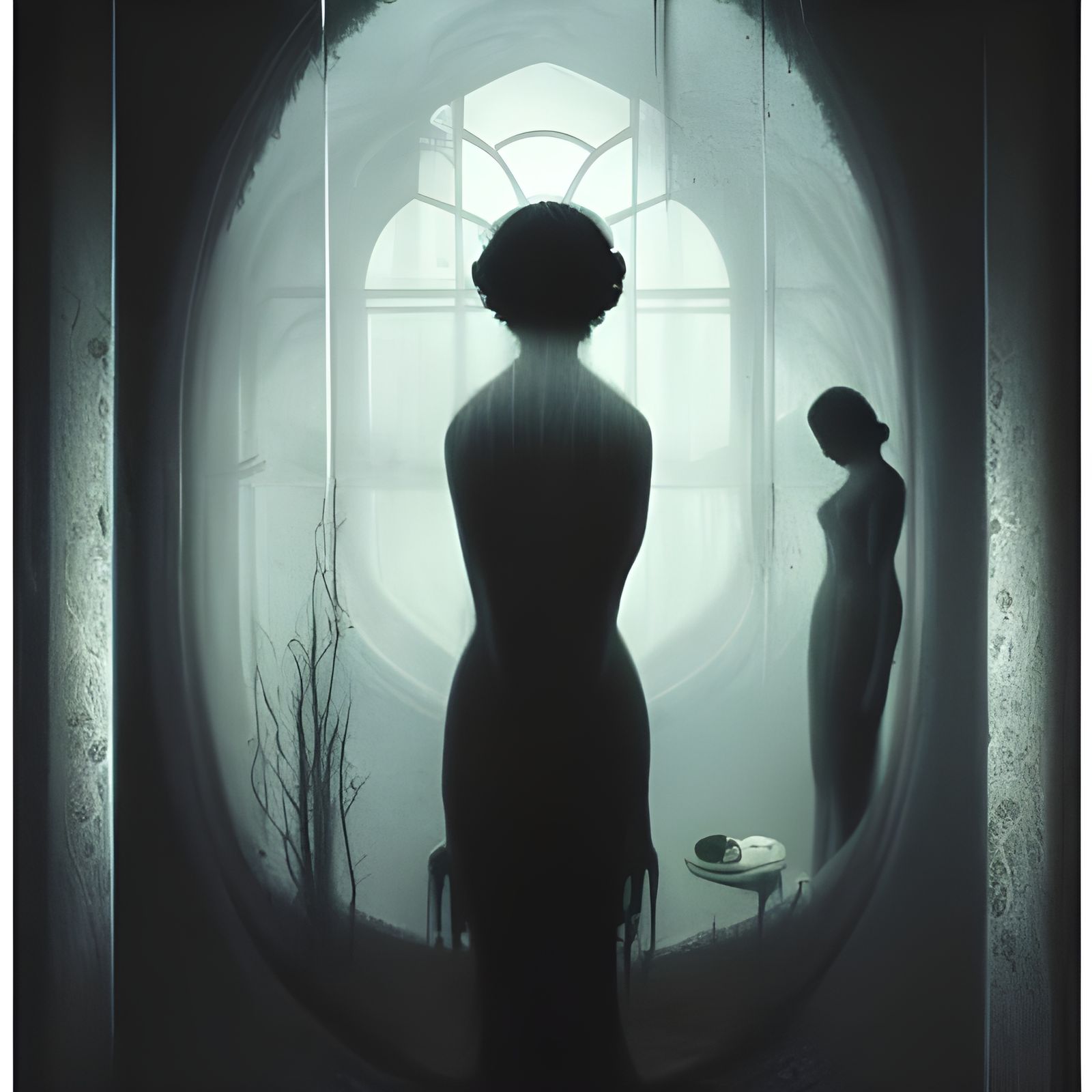 Ethereal Silhouettes Reflected in an Antique Mirror