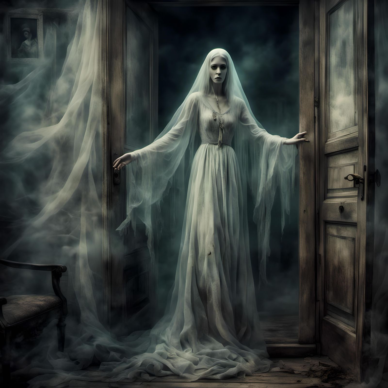 Ghostly Revolutionary War Figure at Doorway