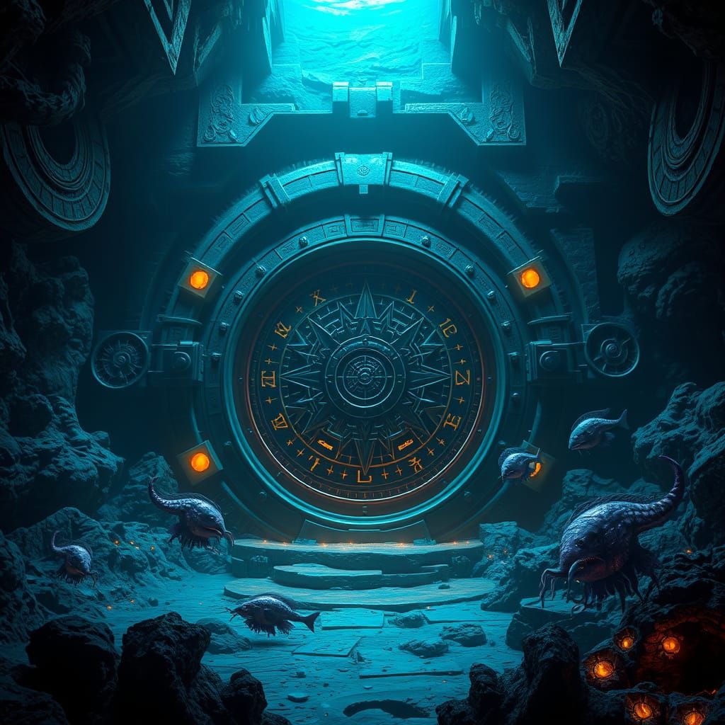 Mariana Trench Vault Door in Dark Fantasy Style