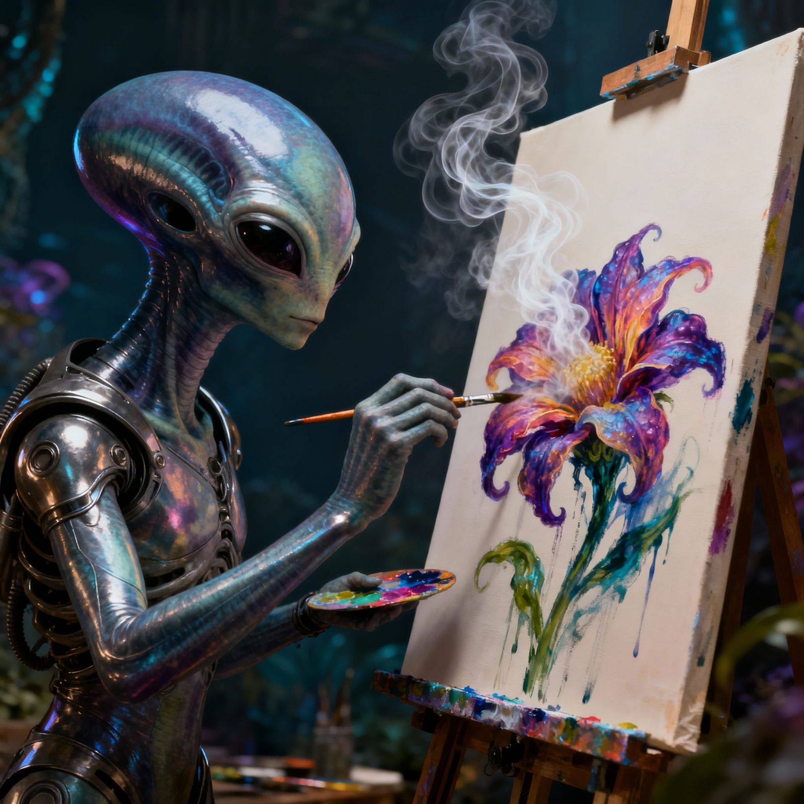 Frutiger Aero Alien Paints Ethereal Flower