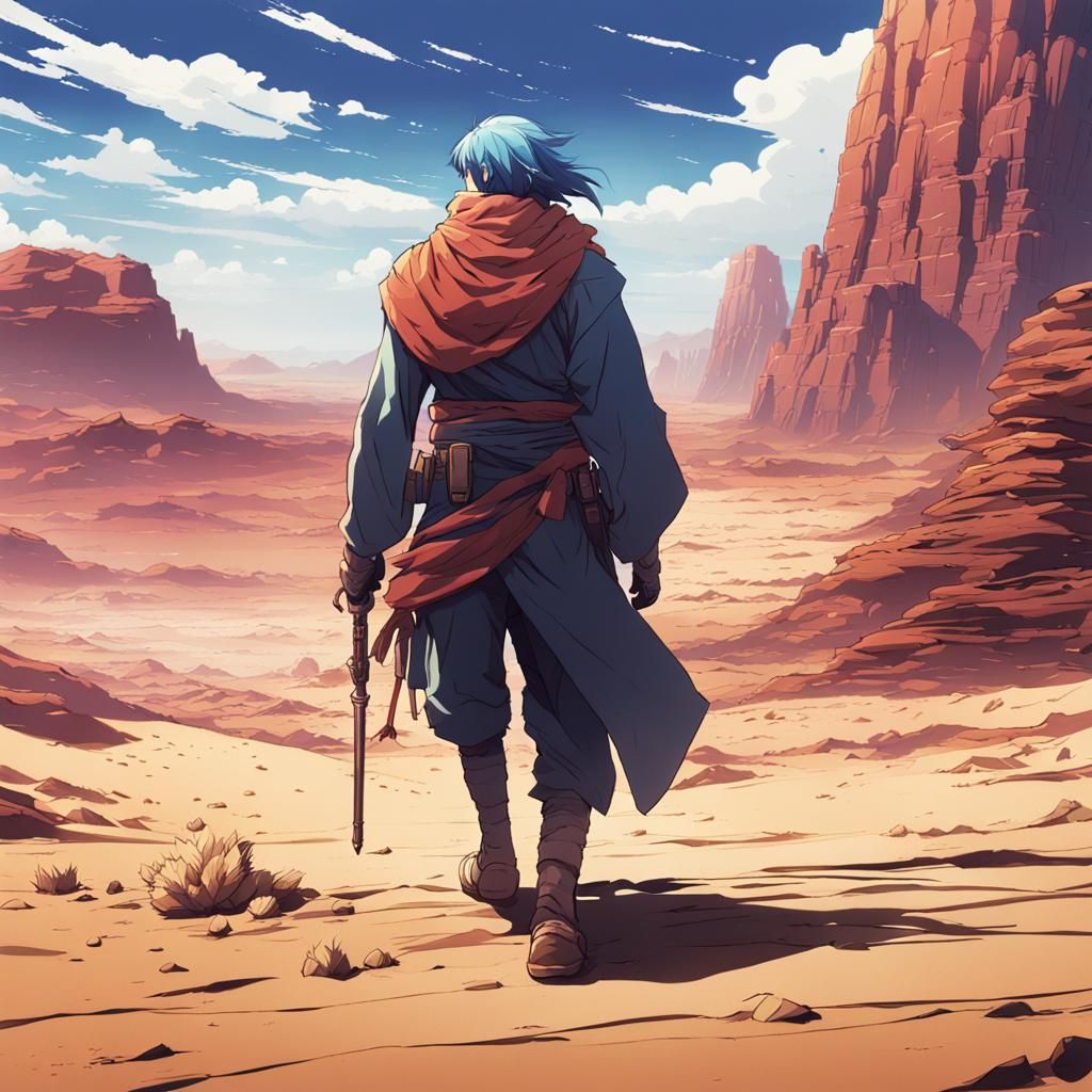 Manga Style Desert Landscape with Cel-Shading