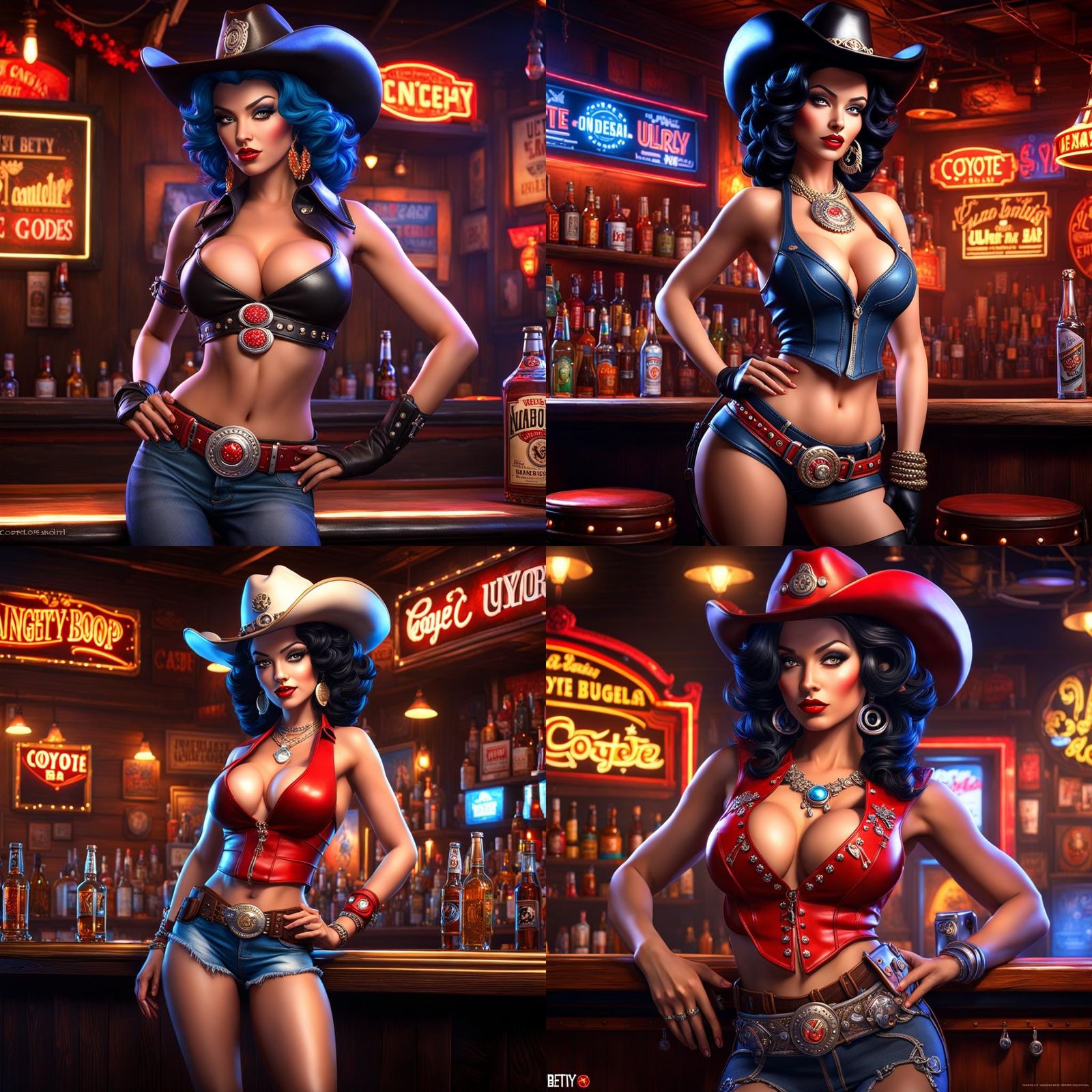 Betty Boop Cowgirl Portrait in Fantasy Style