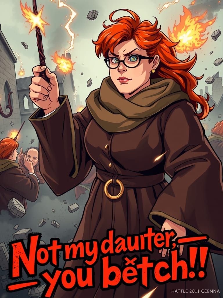 Molly Weasley's Fierce Battle Cry in Anime Style
