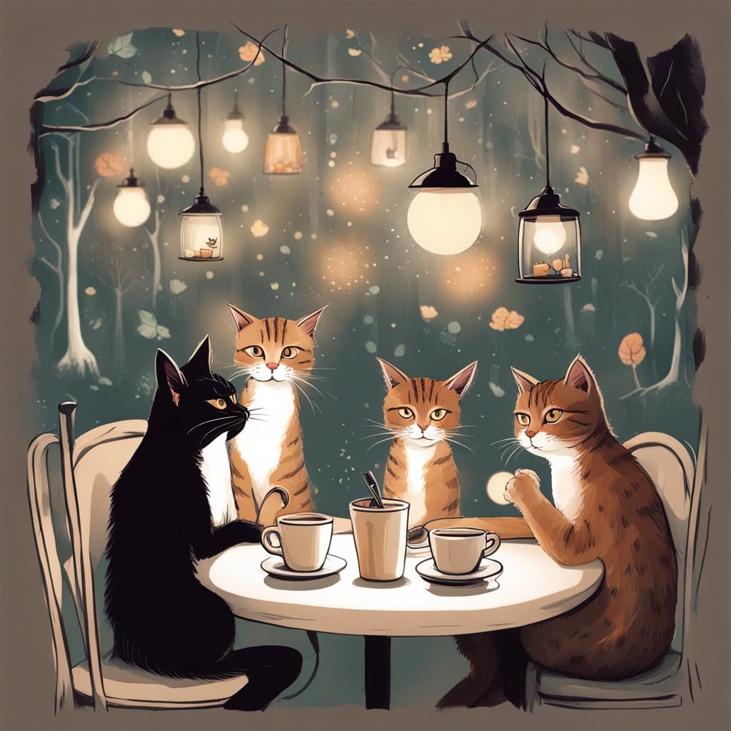 Cats Protest in Joyful Demonstration with Signs