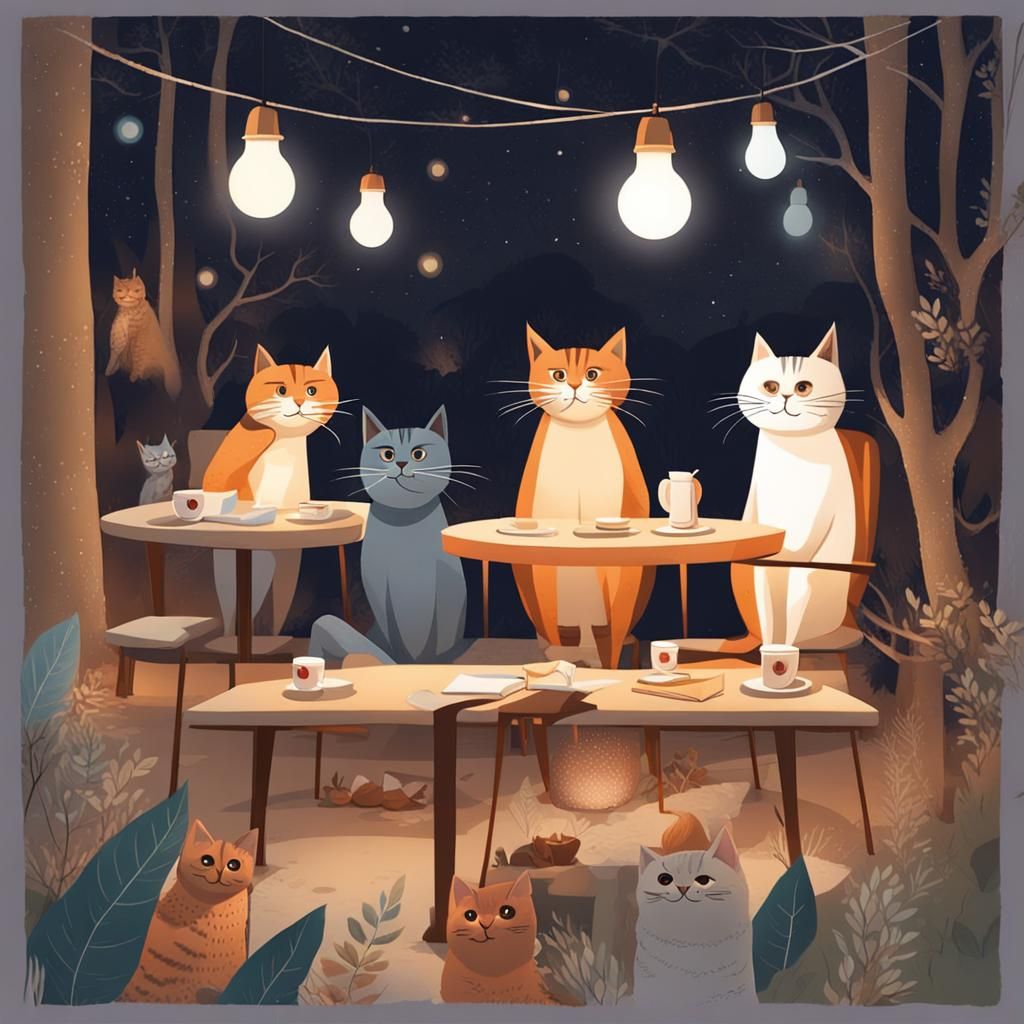 Cats Protest in Joyful Demonstration with Signs