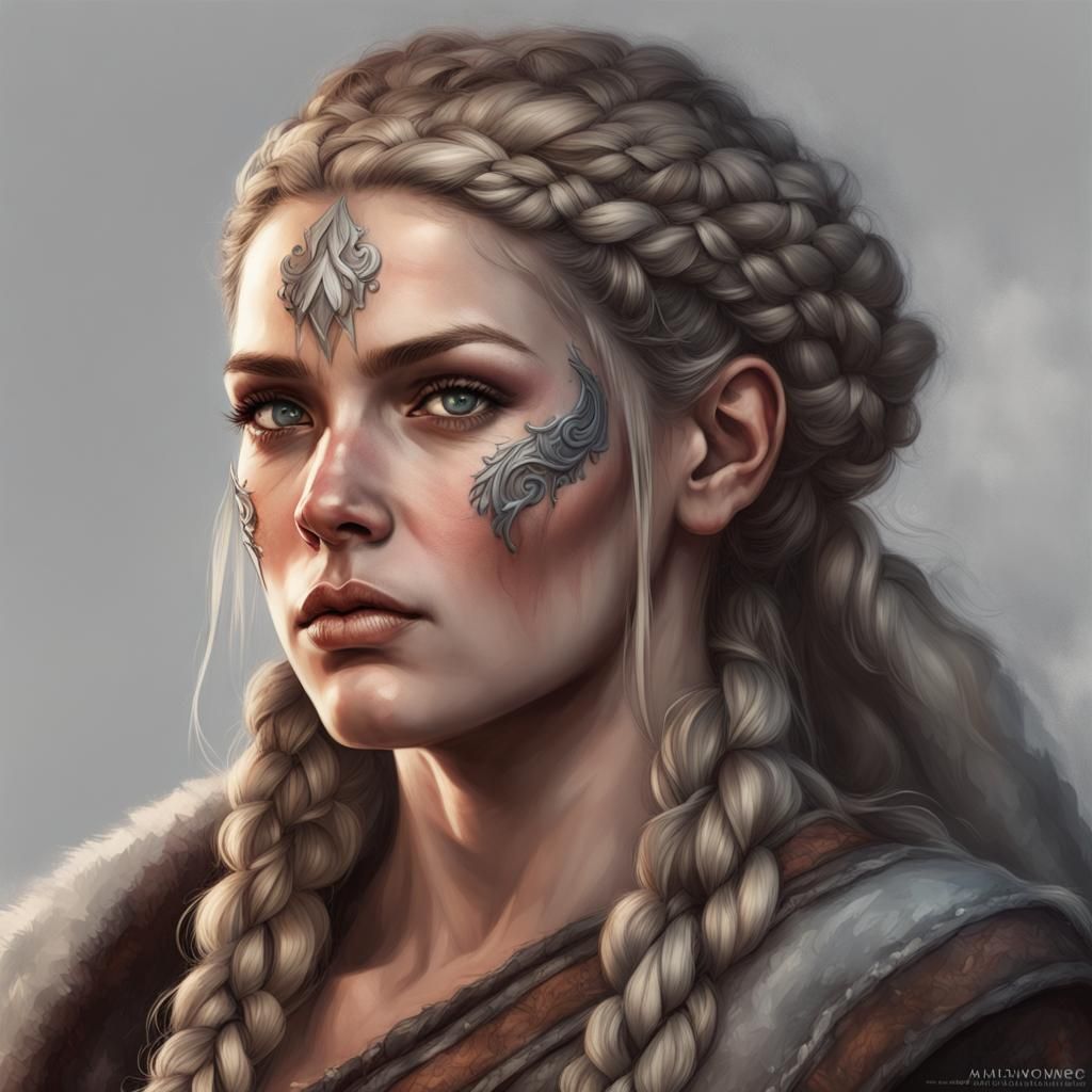 Viking Woman Portrait in Hyperdetailed Style