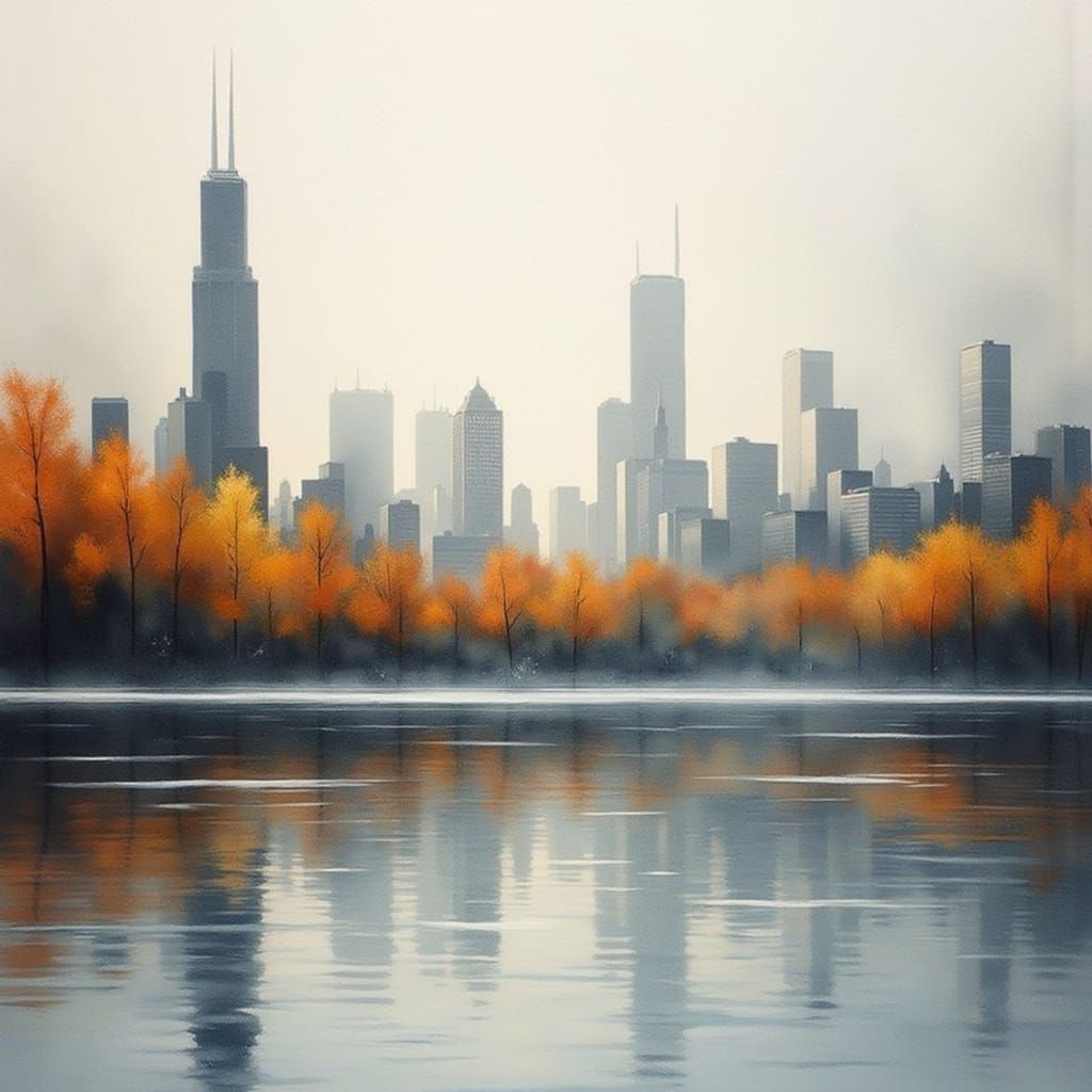 Surreal Cityscape in Impressionistic Style