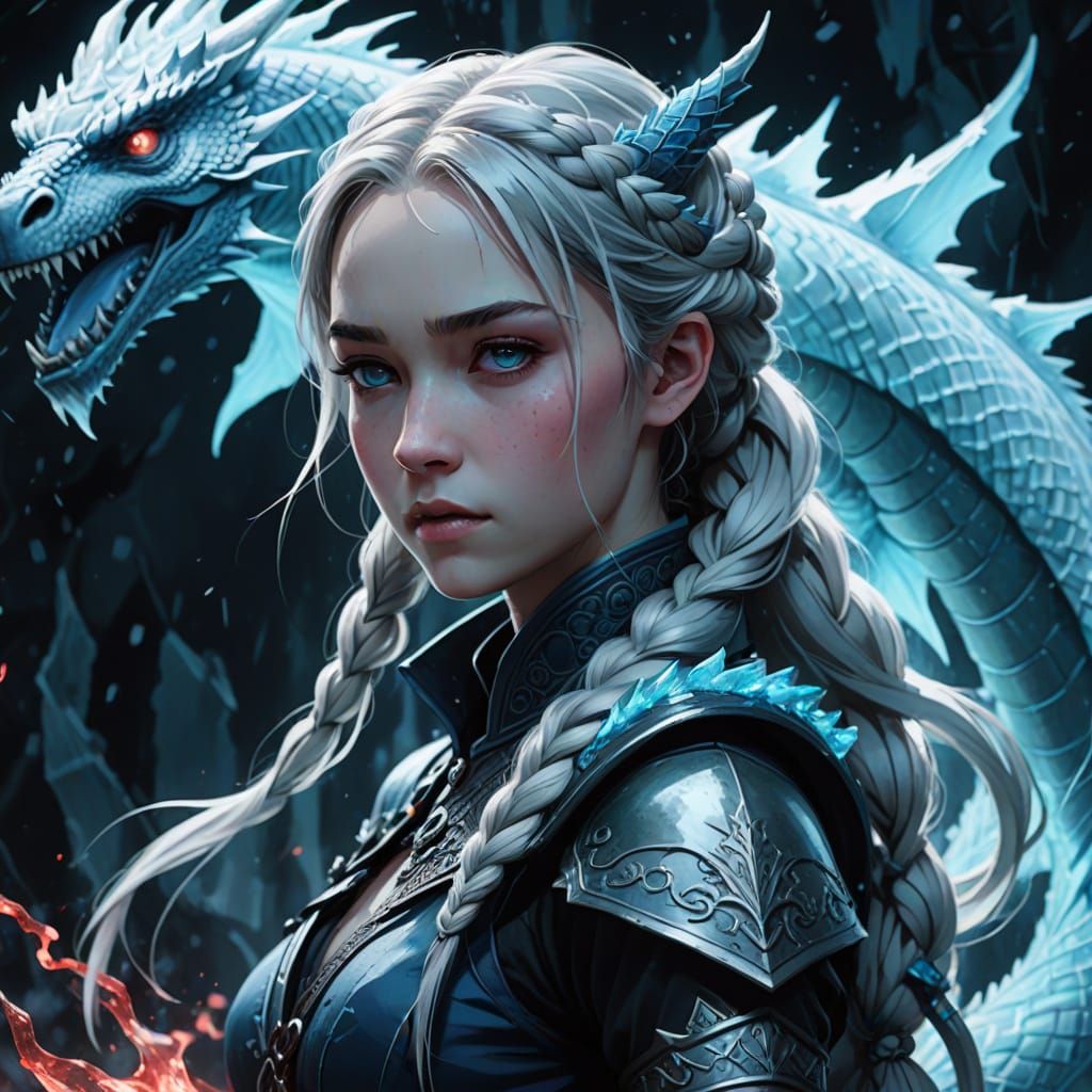 Icy Warrior in Neon Armor