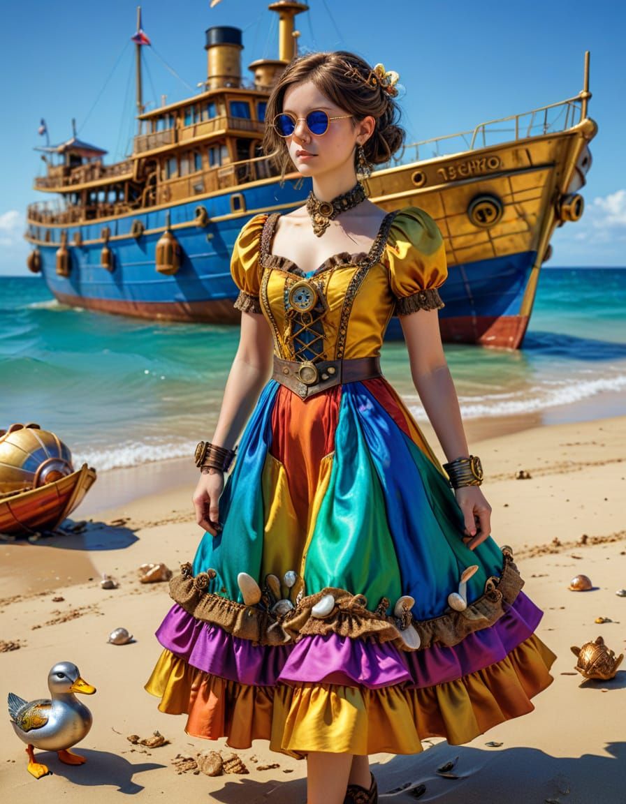 Steampunk Beach Vacation with Andor in Silk Dress