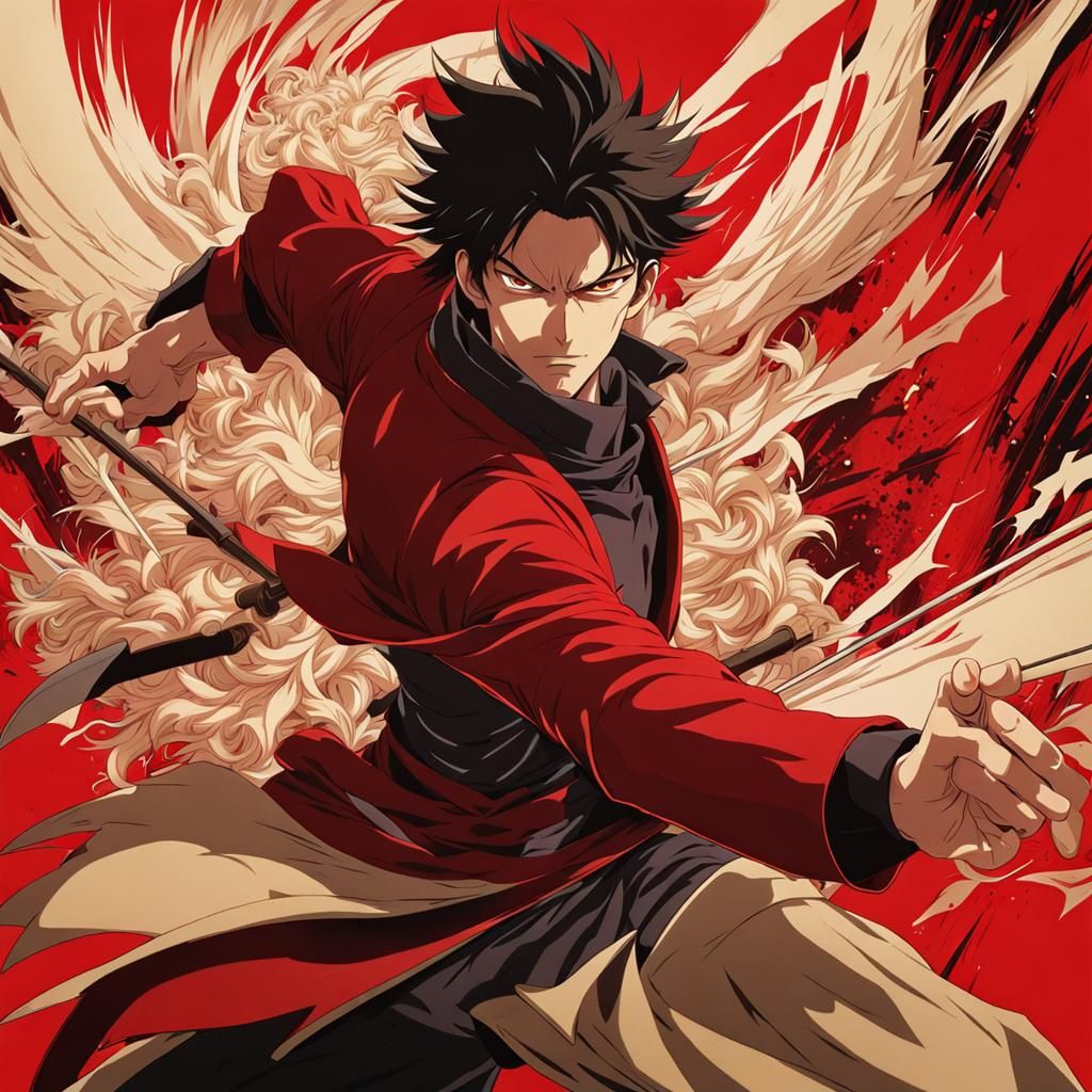 Menacing Anime Villain in Edo-Period Style