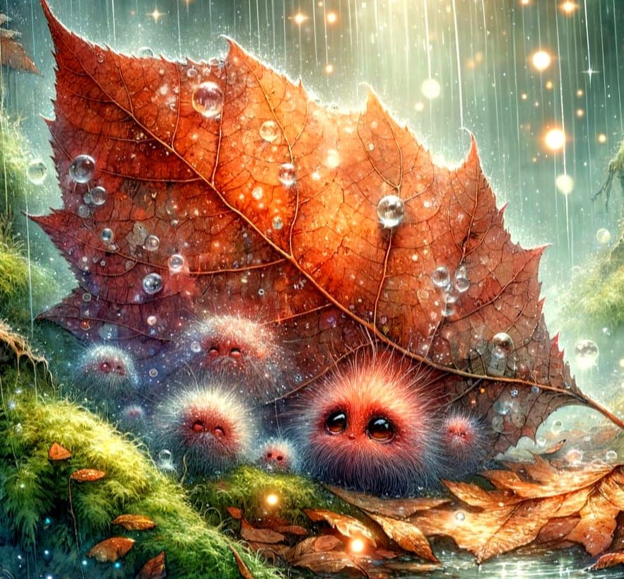 Whimsical Watercolour Leaf Sanctuary in Autumn Forest