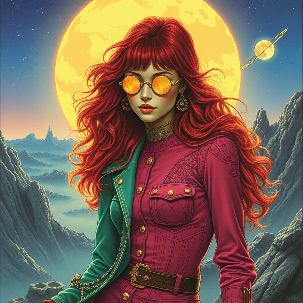 Psychedelic Quadrophenia Fantasy Female in Moebius Style