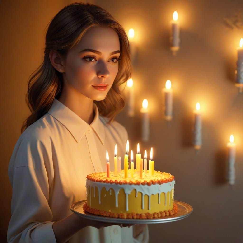 Pixelated Celebration in Warm Golden Light