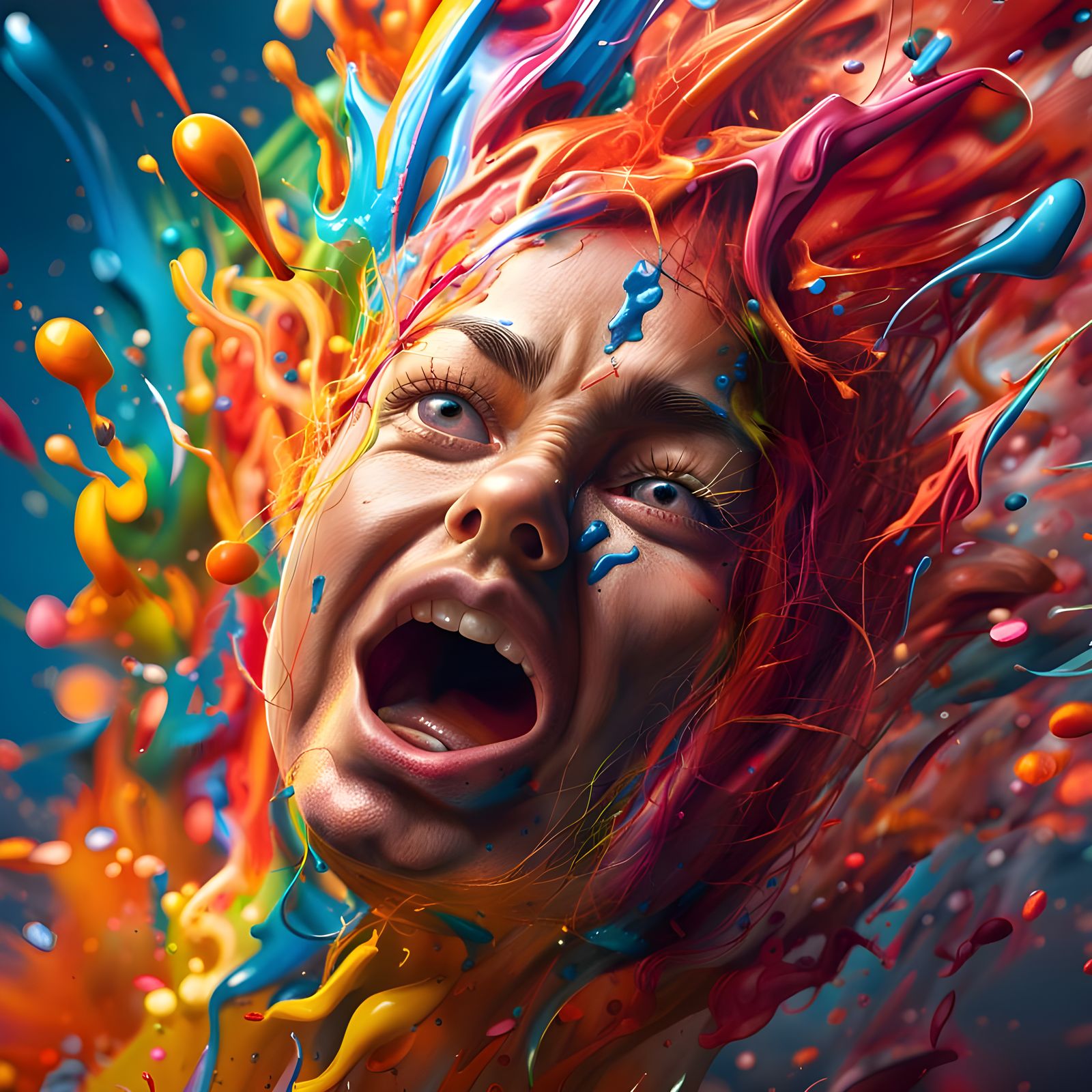 Hyperrealistic Splash Art Portrait with Dramatic Lighting