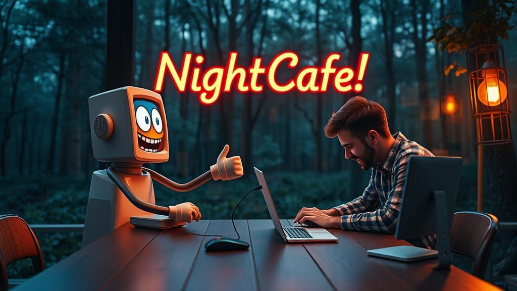 Surreal 3D Artwork Features Computer and Human in Whimsical....