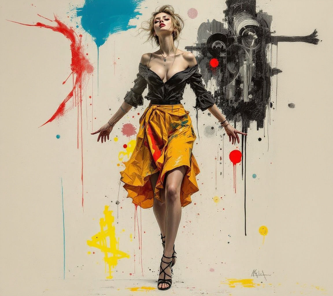 Figure Study in Van Gogh and Banksy Style