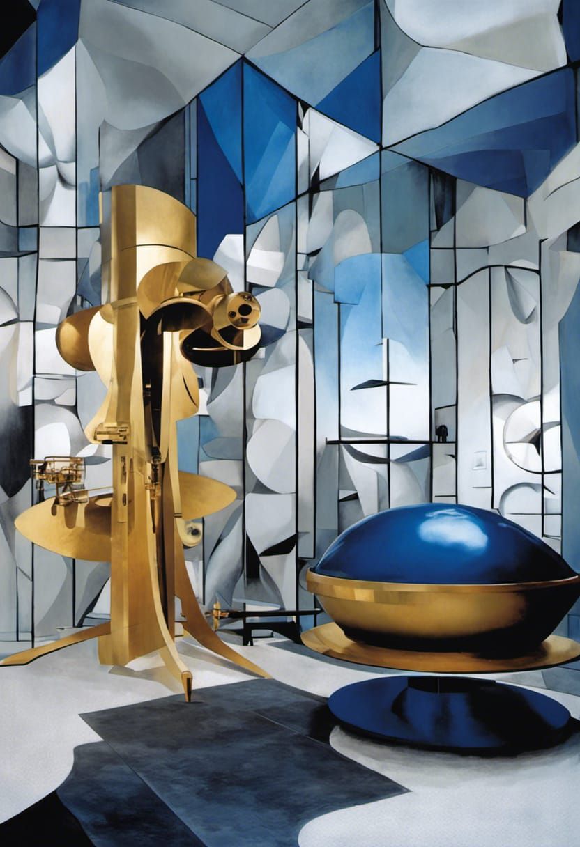 Art Deco Telescope Dirigible with Neon Circuitry