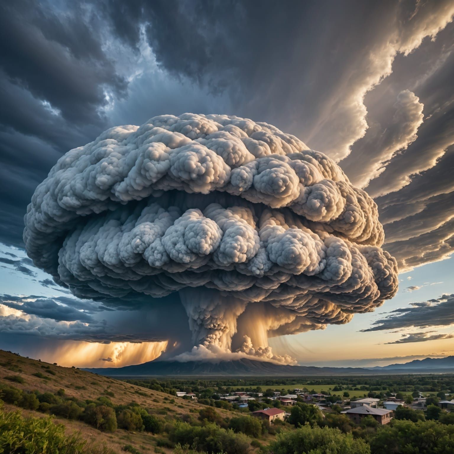 Threatening Cyclone of Mammatus Clouds Over Mountains