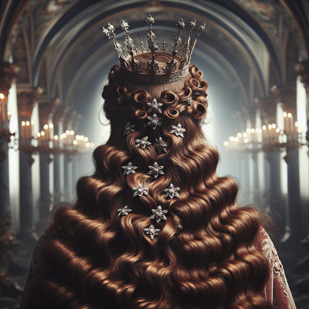 Royal Hairstyle with Crown and Silver Star Accessories