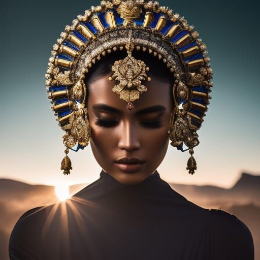 Diamond Crown Princess Portrait in Kinetic Pointillism Style