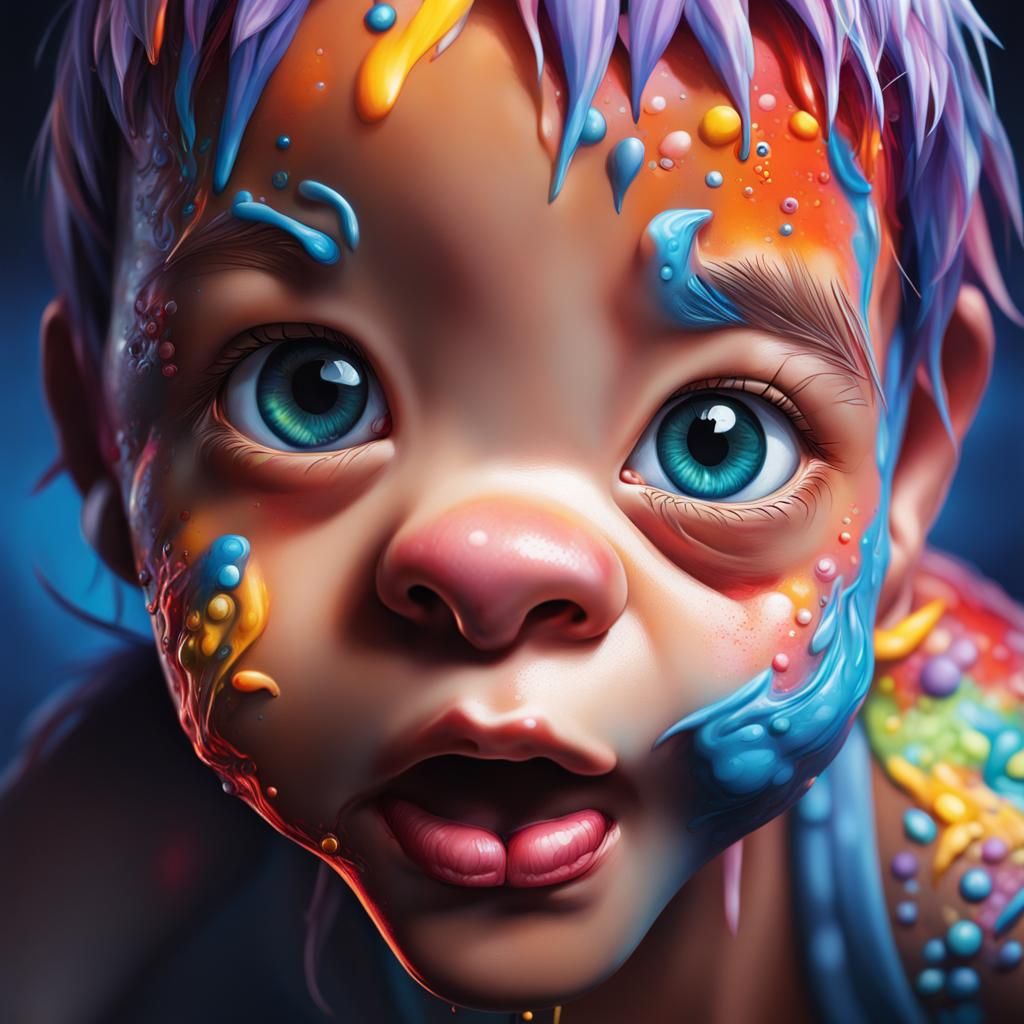 Hyperrealistic Stitch Splash Art Portrait
