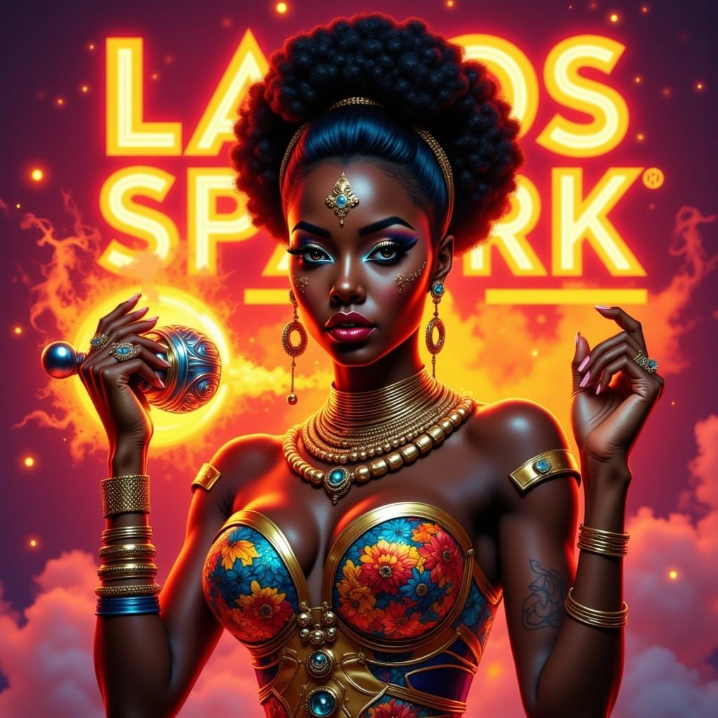 African Warrior Woman Embodies Afrofuturist Power