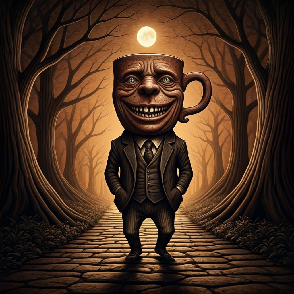 Two-Headed Creature in Dark Fantasy Landscape