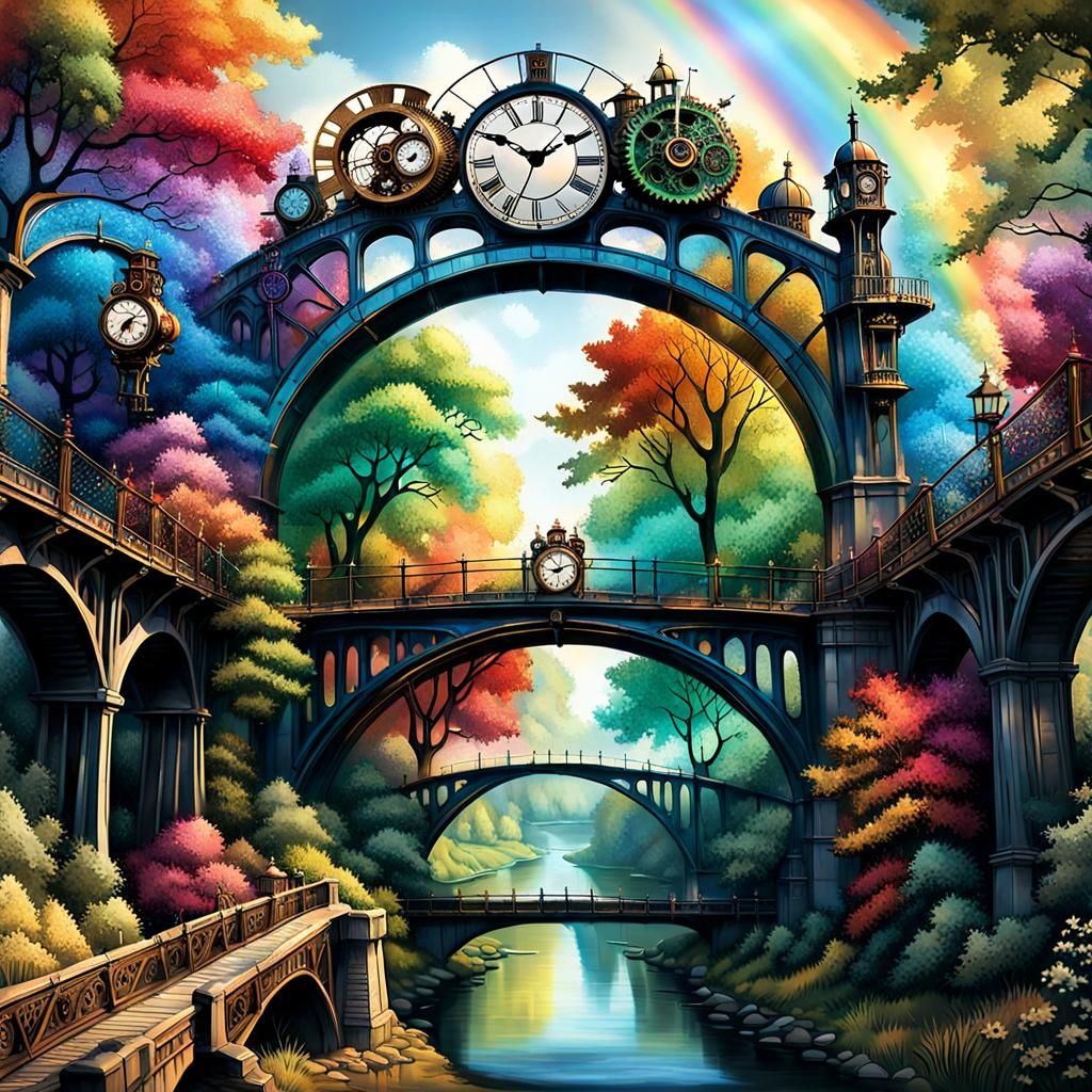 Mystical Timekeeper: A Steampunk Symphony Across the River o...