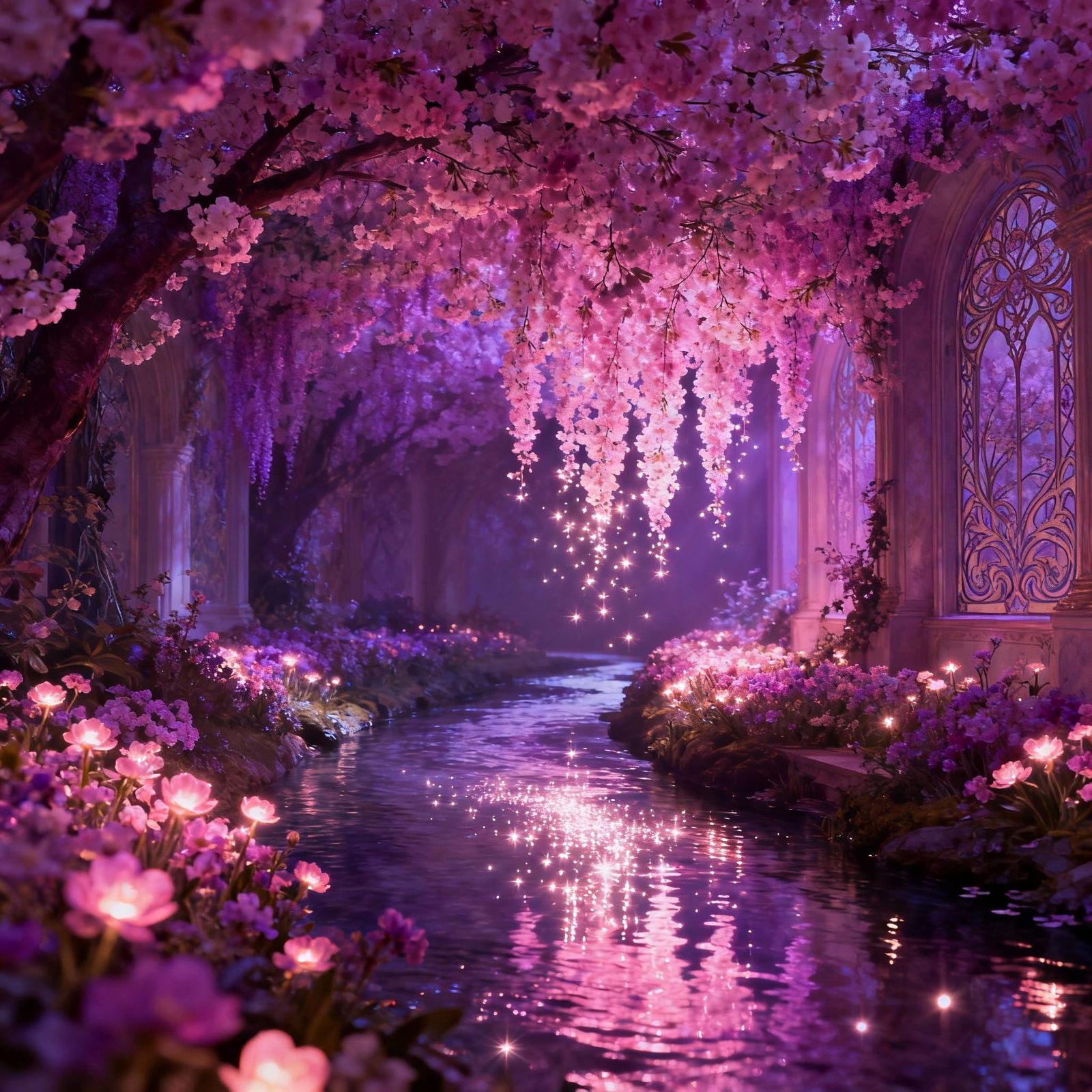 Ethereal Fairyland Pathway With Glowing Flowers