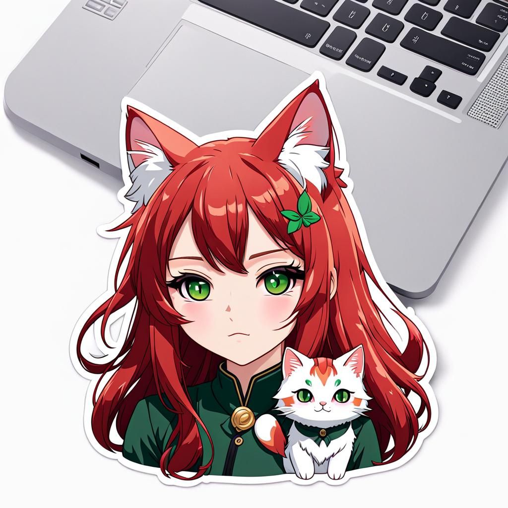 Kawaii Nekomimi Girl Sticker Design