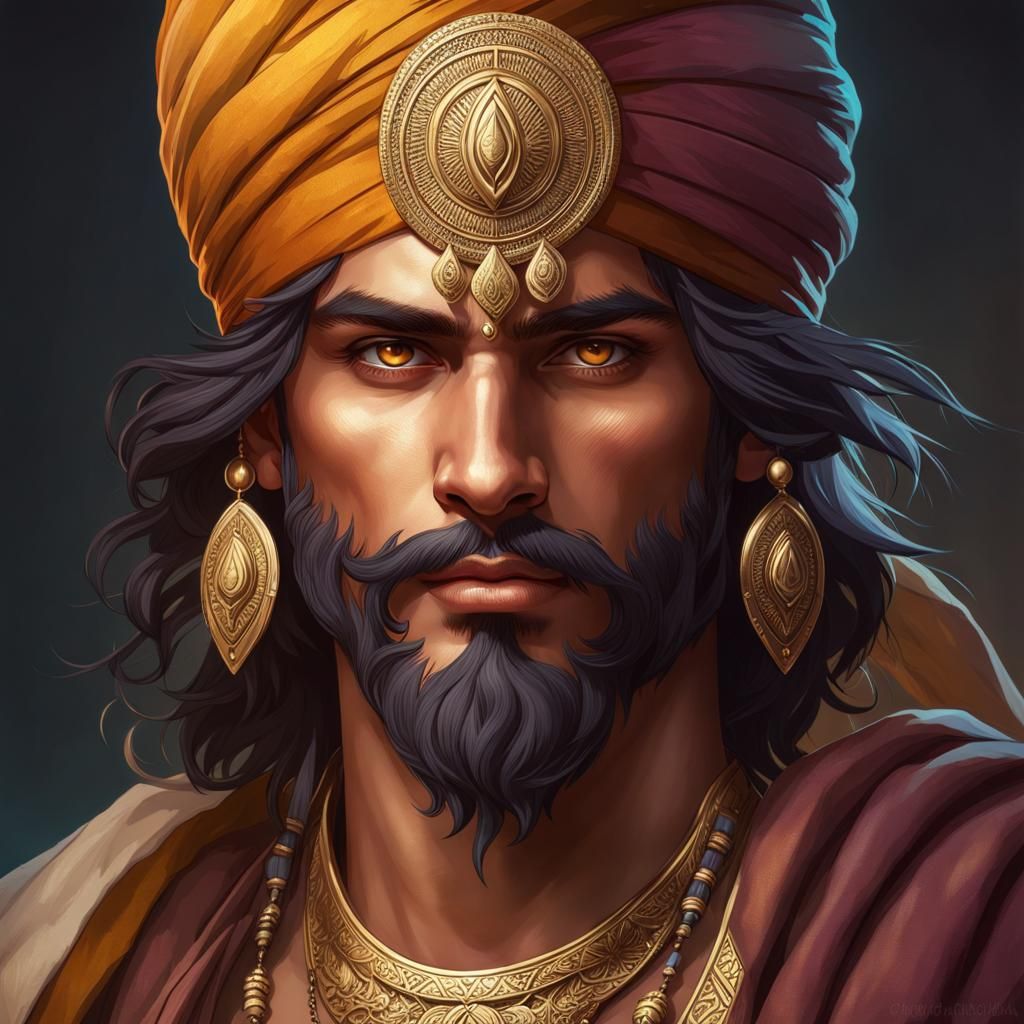Handsome Young Indian Druid Portrait