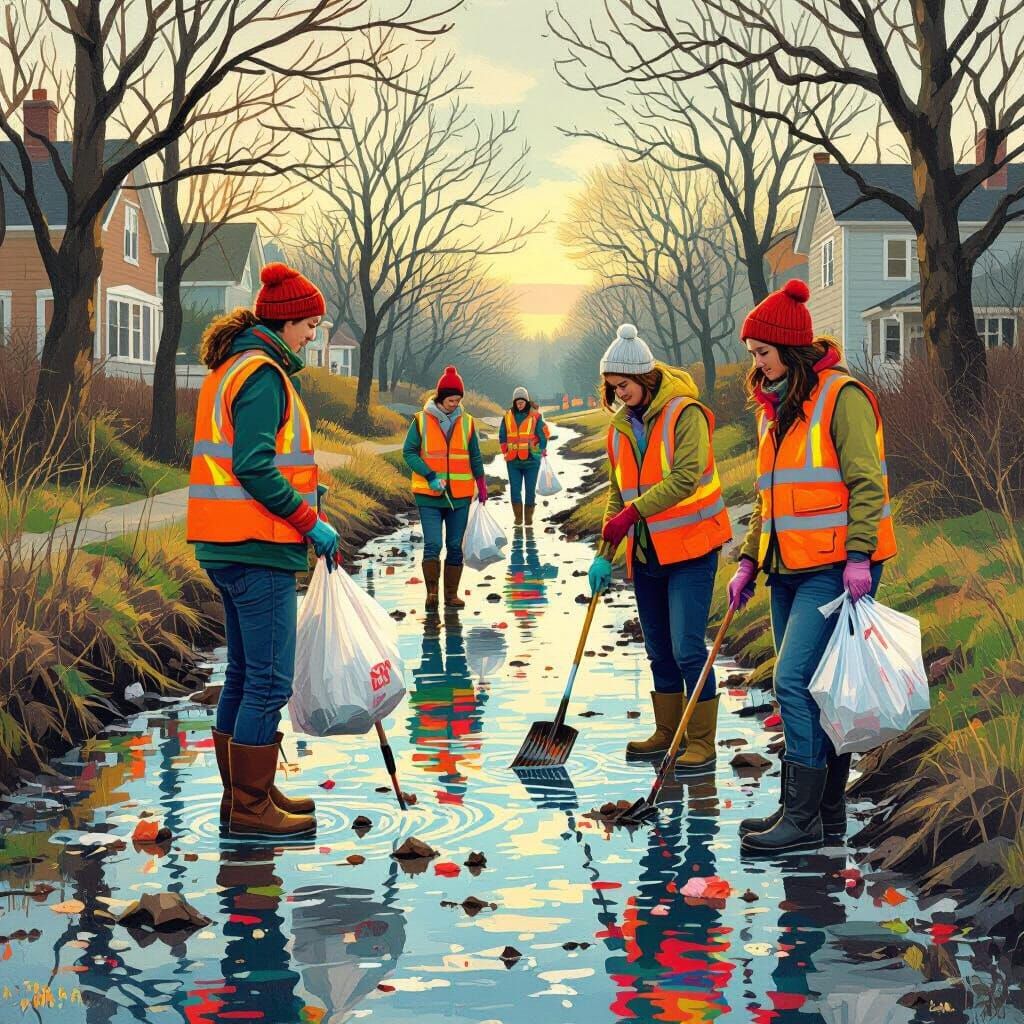 Volunteers Clean Polluted Areas in Vibrant Digital Art