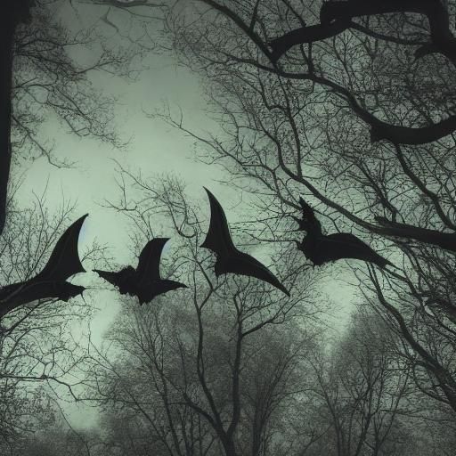 Bats in a Vampire Castle: Gothic Baroque Oil Painting