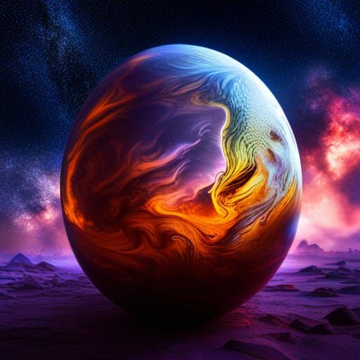 Crystallized Dragon Egg with Starry Cat Design