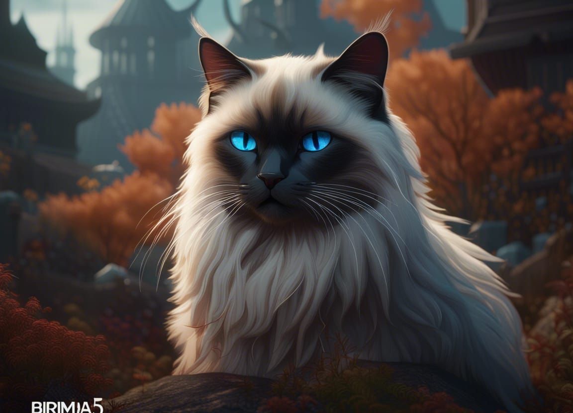 Fantastical Birman Cat in Detailed Matte Painting