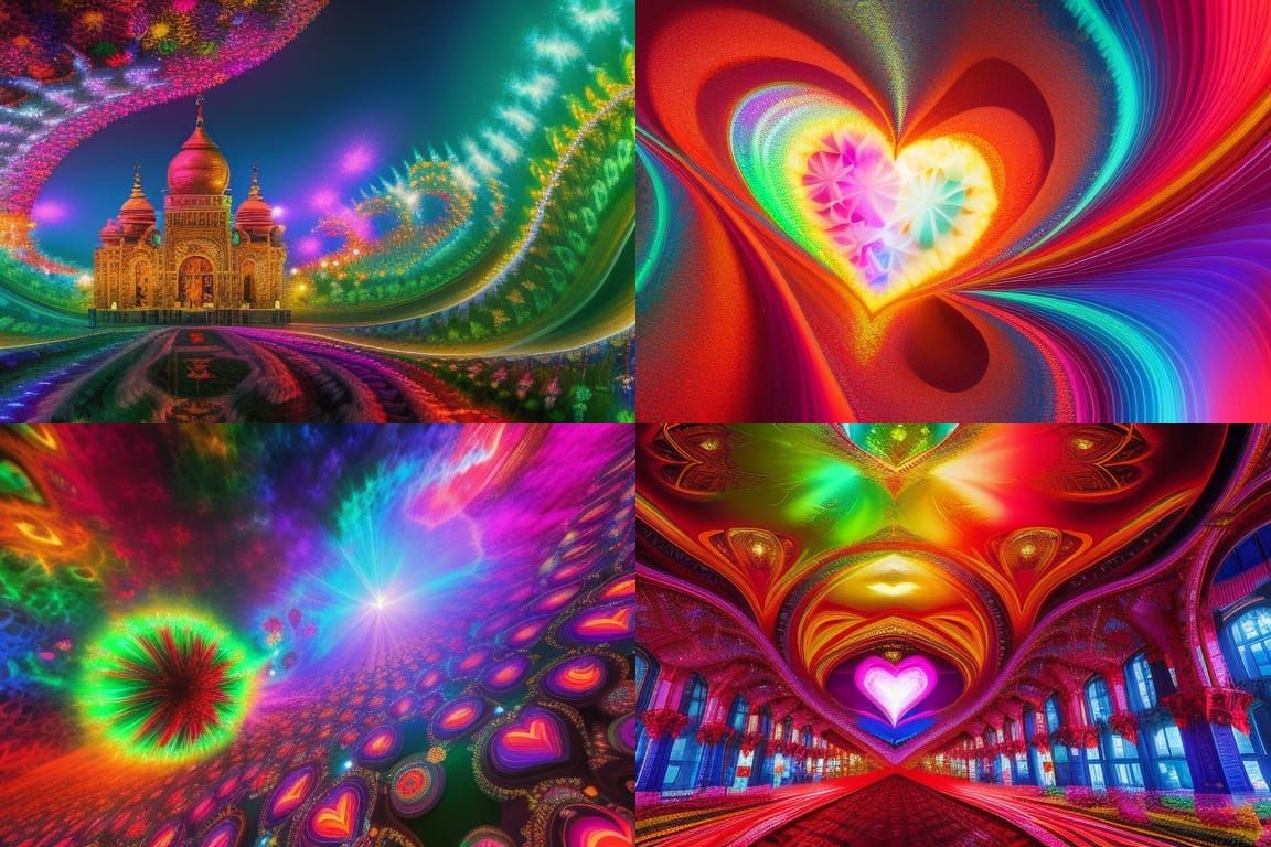hearts valentines day LSD art 8k resolution concept art hyperdetailed intricately detailed psychedelic art photoillustra...