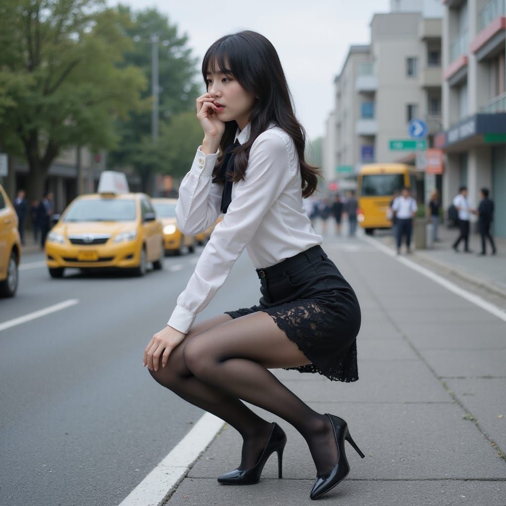 Woman in Sheer Uniform in Sapporo Morning Drama Scene