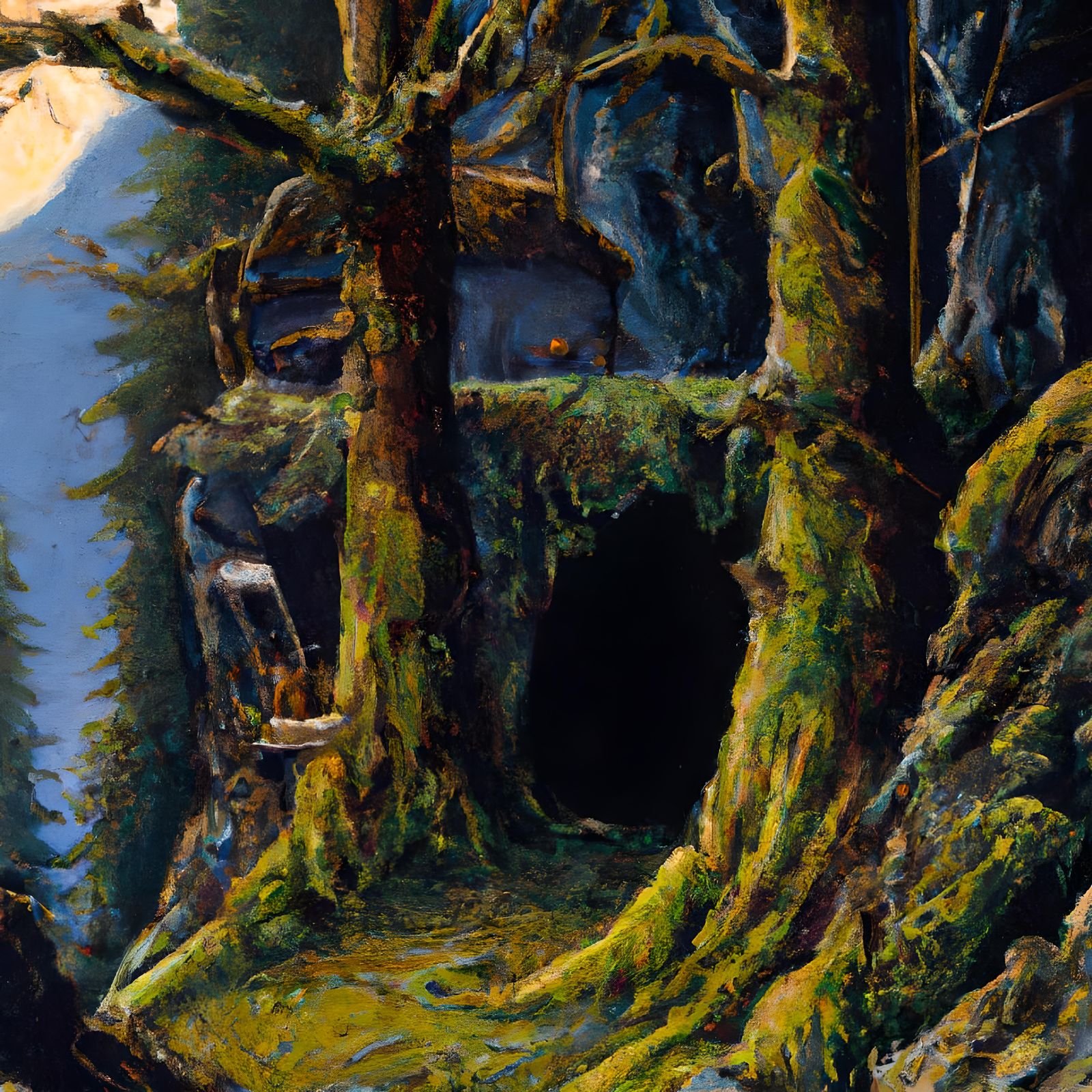 Tennessee Mountain Hideout: Sinister Oil Painting