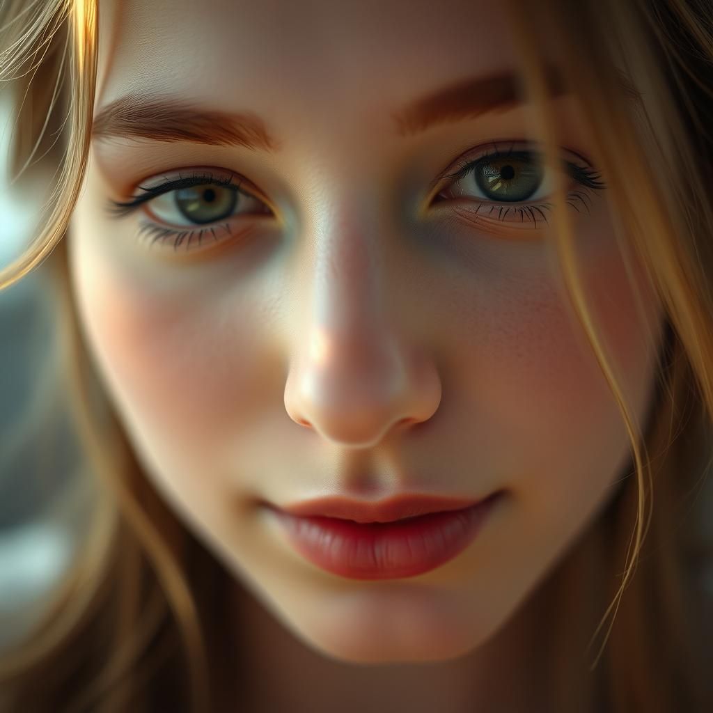 Ethereal Feminine Portrait with Soft Focus and Pastel Hues