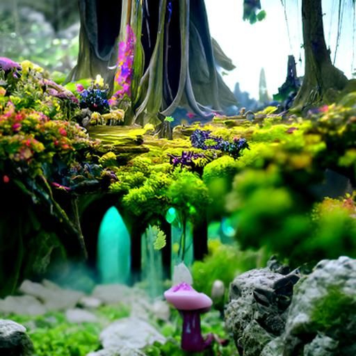 Detailed Fairy Forest Matte Painting in Deep Color